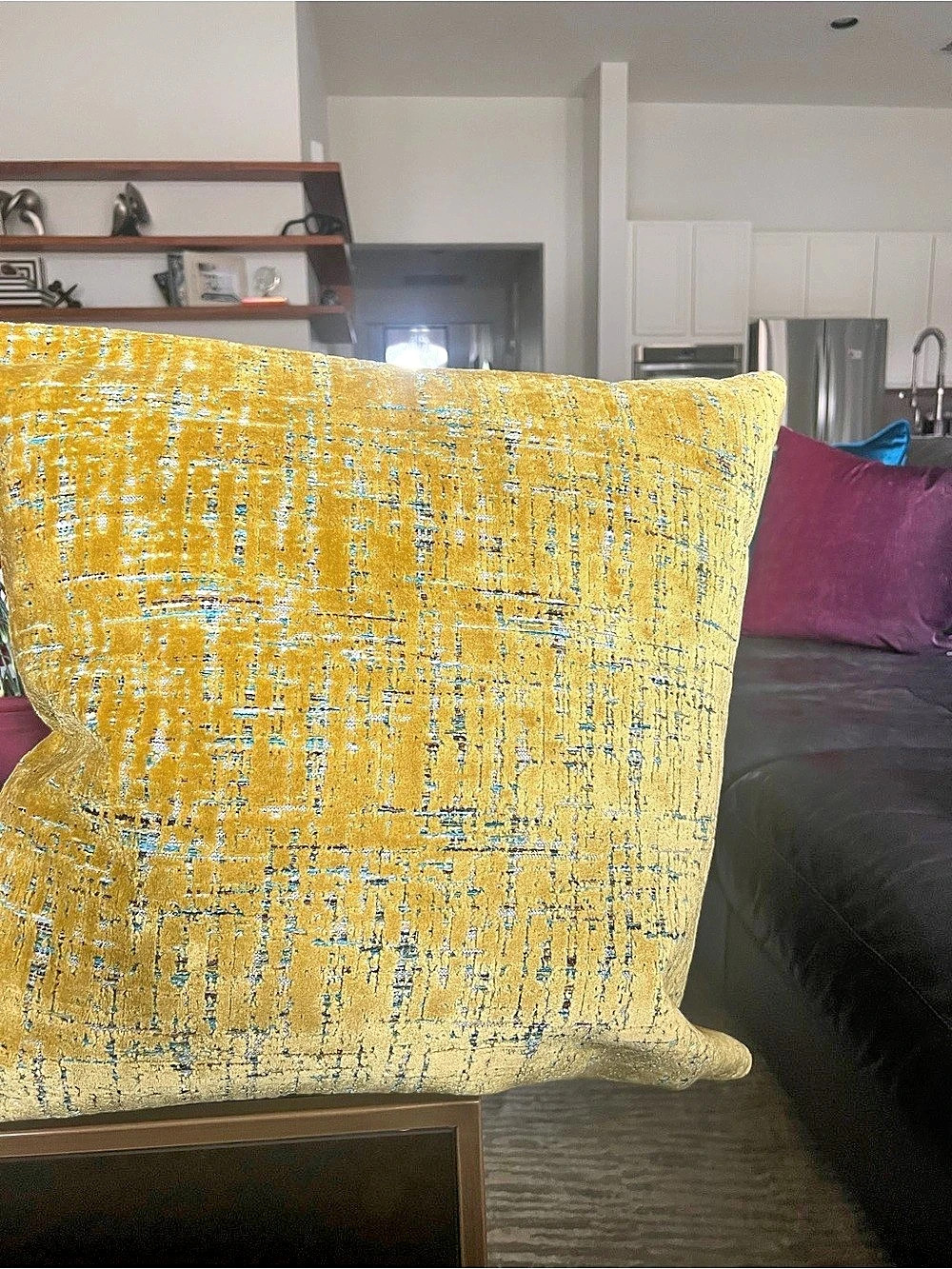 D.V. Kap Moonstruck Pillow Cover & Insert Yellow & Blue Accent Pillow Like New
